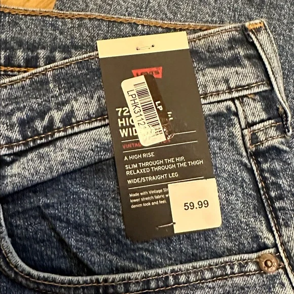 Levi's 728 high rise wide leg jeans- sweet success NWT - Picture 7 of 9